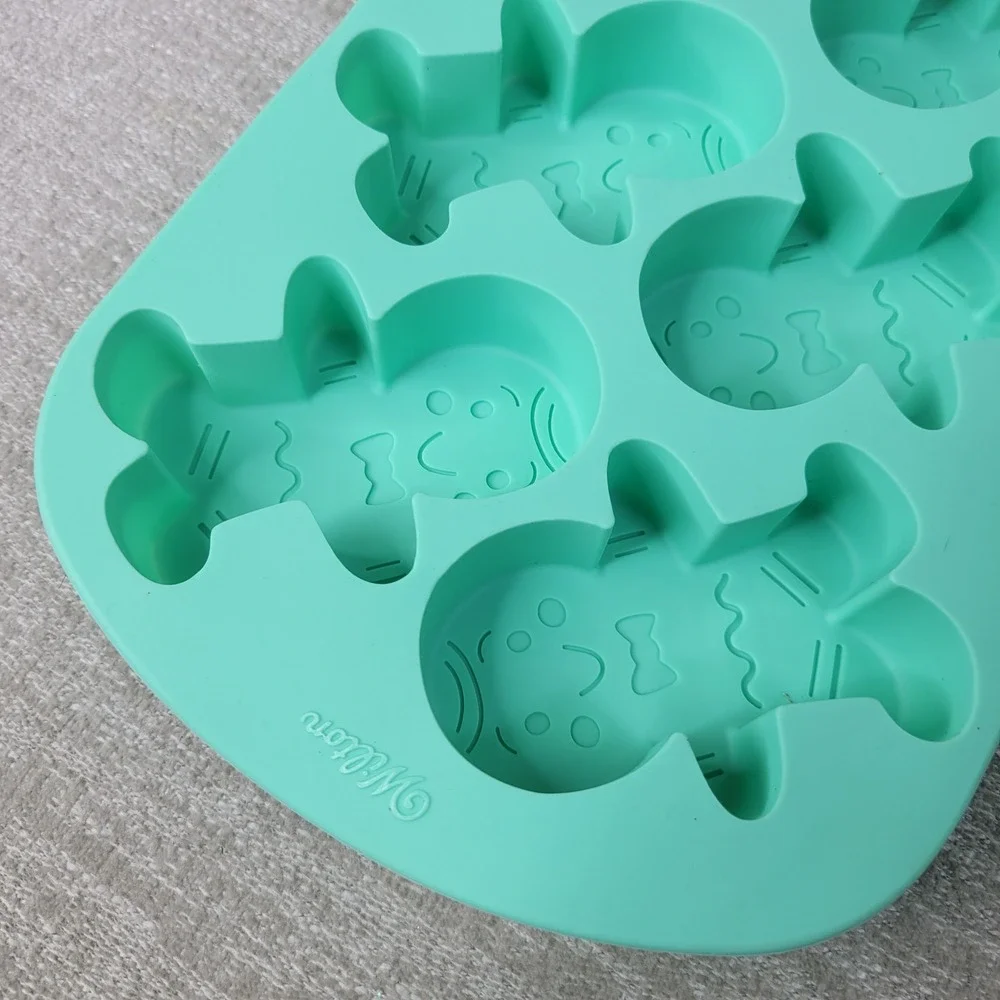 Wilton Place & Time Gingerbread Man Silicone Mold Set 2 Mint Green 6 Cavity New